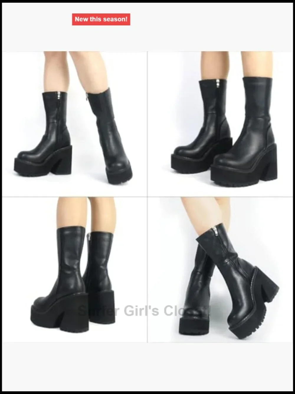 Chunky Platform Ankle Boots Goth Punk Lace Up Wedge Heel Bootie